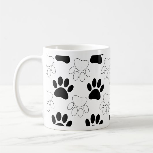 Schwarz-Weiß-Dog-Muster Kaffeetasse (Links)
