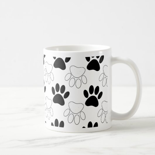 Schwarz-Weiß-Dog-Muster Kaffeetasse (Rechts)