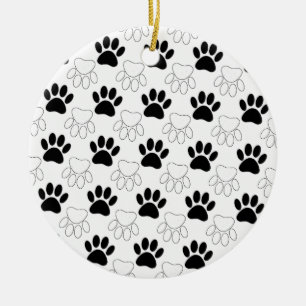 Schwarz-Weiß-Dog-Muster Keramikornament