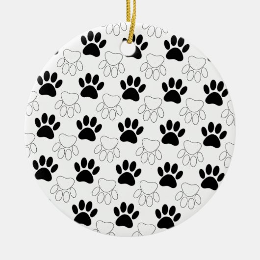 Schwarz-Weiß-Dog-Muster Keramikornament (Vorne)