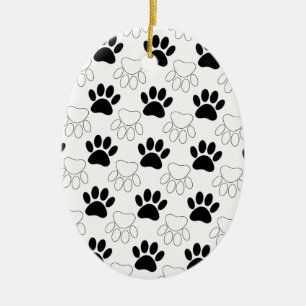 Schwarz-Weiß-Dog-Muster Keramikornament
