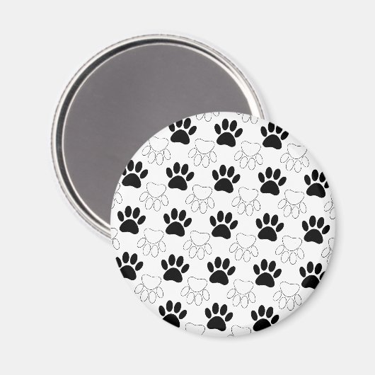 Schwarz-Weiß-Dog-Muster Magnet (Vorderseite/Rückseite)