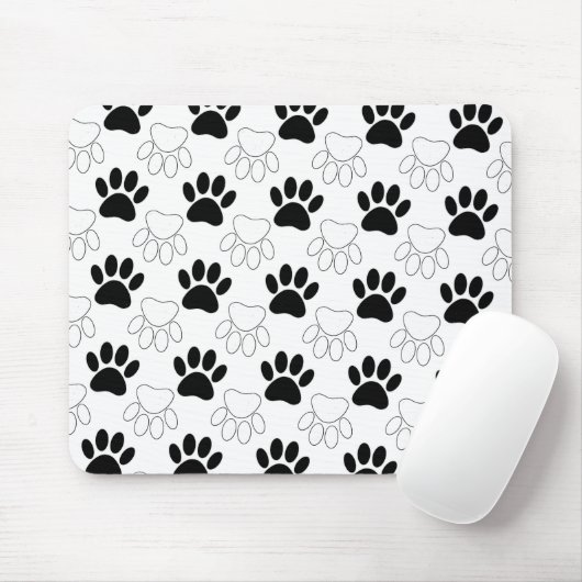 Schwarz-Weiß-Dog-Muster Mousepad (Mit Mouse)