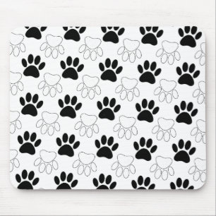 Schwarz-Weiß-Dog-Muster Mousepad