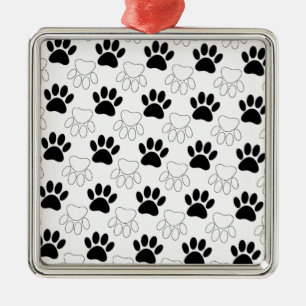Schwarz-Weiß-Dog-Muster Ornament Aus Metall