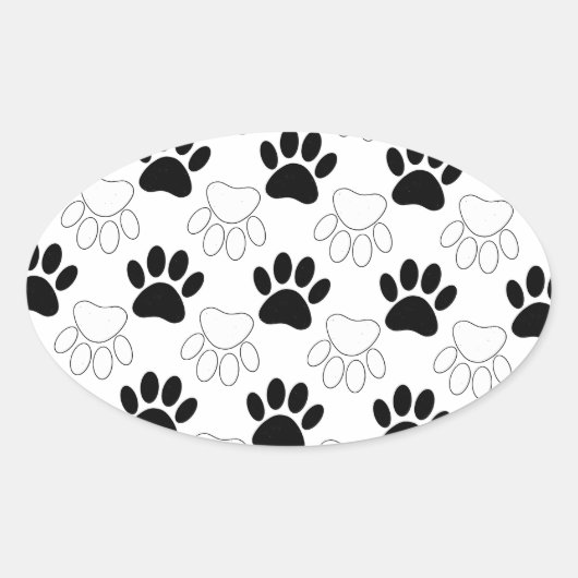 Schwarz-Weiß-Dog-Muster Ovaler Aufkleber (Vorderseite)