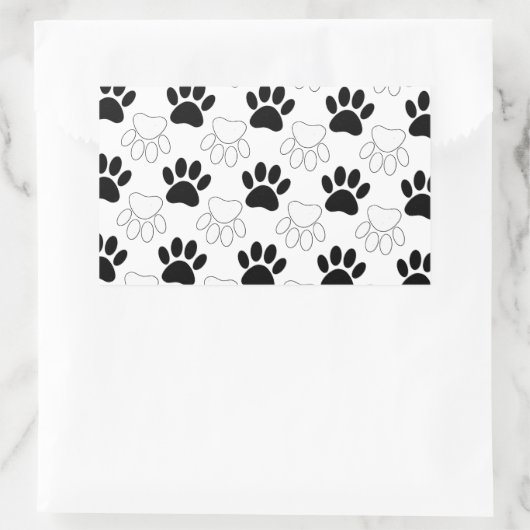 Schwarz-Weiß-Dog-Muster Rechteckiger Aufkleber (Tasche)