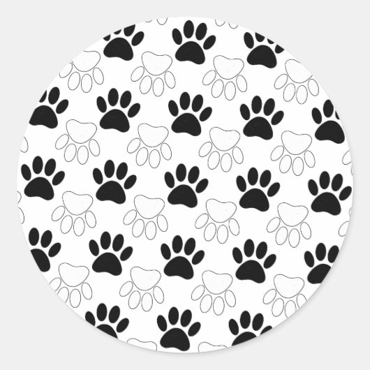 Schwarz-Weiß-Dog-Muster Runder Aufkleber (Vorderseite)