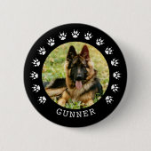 Schwarz-Weiß-Dog-Paw druckt Rahmen-Foto Button (Vorderseite)
