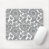 Schwarz-Weiß-Dog-Paws und Hörnchen Paisley Print Mousepad (Mit Mouse)