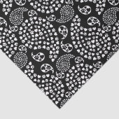 Schwarz-Weiß-Dog-Paws und Hörnchen Paisley Print Seidenpapier (Detail)