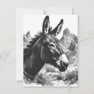 Schwarz-Weiß-Donkey-Portrait Südwestlich Postkarte
