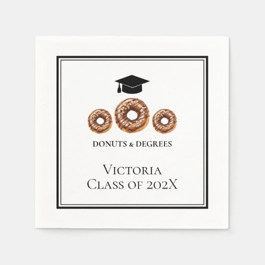 Schwarz-Weiß-Donuts und Grad-Party Serviette (Vorderseite)