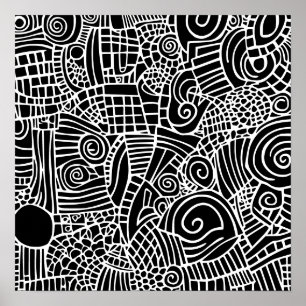 Schwarz-weiß Doodle 800 Poster