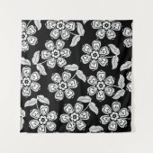 Schwarz-Weiß-Doodle-Blume-Muster schwarz, abstrakt Wandteppich (Vorderseite (Horizontal))