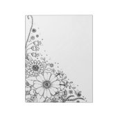 Schwarz-Weiß-Doodle-Blume Notizblock (Rotiert)
