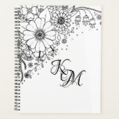 Schwarz-Weiß-Doodle-Blume Planer (Vorderseite)