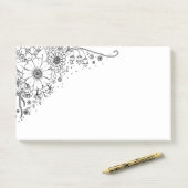 Schwarz-Weiß-Doodle-Blume Post-it Klebezettel (Auf Schreibtisch)