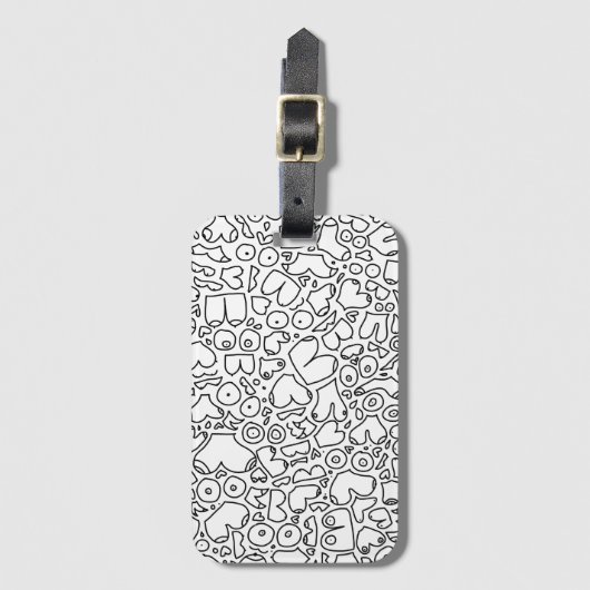 Schwarz-Weiß-Doodle Gepäckanhänger (Vorderseite Vertikal)