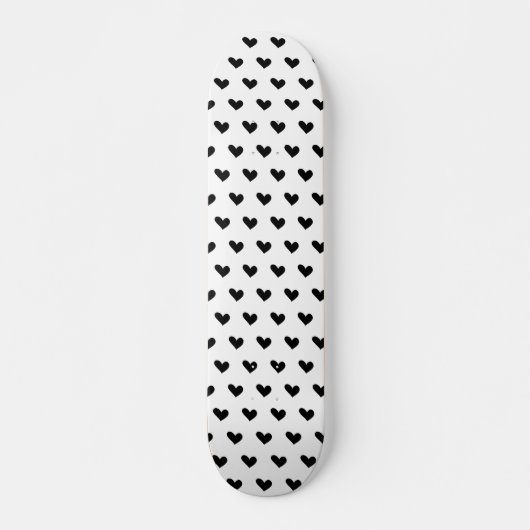 Schwarz-Weiß-Doodle-Herzmuster Skateboard (Vorne)