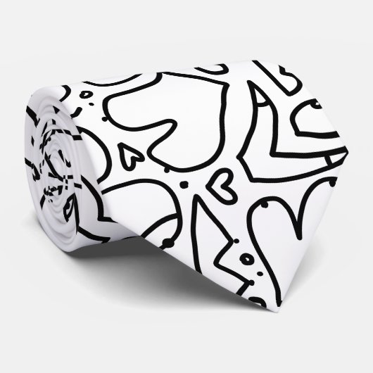 Schwarz-Weiß-Doodle Krawatte (Gerollt)