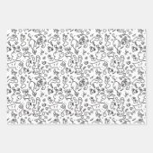 Schwarz-Weiß-Doodle-Muster, Packpapier-Folie Geschenkpapier Set (Vorderseite 3)