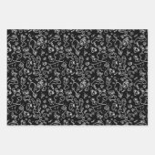 Schwarz-Weiß-Doodle-Muster, Packpapier-Folie Geschenkpapier Set (Vorderseite 2)