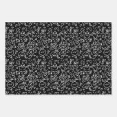 Schwarz-Weiß-Doodle-Muster, Packpapier-Folie Geschenkpapier Set (Vorderseite 2)