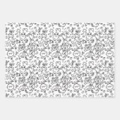 Schwarz-Weiß-Doodle-Muster, Packpapier-Folie Geschenkpapier Set (Vorderseite)