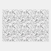 Schwarz-Weiß-Doodle-Muster, Packpapier-Folie Geschenkpapier Set (Vorderseite 3)
