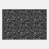 Schwarz-Weiß-Doodle-Muster, Packpapier-Folie Geschenkpapier Set (Vorderseite 2)