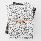 Schwarz-Weiß-Doodle-Muster, Packpapier-Folie Geschenkpapier Set (Beispiel)
