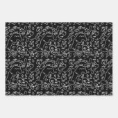 Schwarz-Weiß-Doodle-Muster, Packpapier-Folie Geschenkpapier Set (Vorderseite 2)