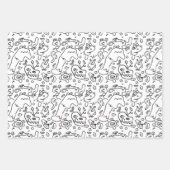 Schwarz-Weiß-Doodle-Muster, Packpapier-Folie Geschenkpapier Set (Vorderseite)