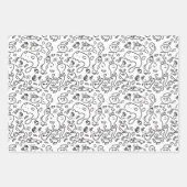 Schwarz-Weiß-Doodle-Muster, Packpapier-Folie Geschenkpapier Set (Vorderseite 3)