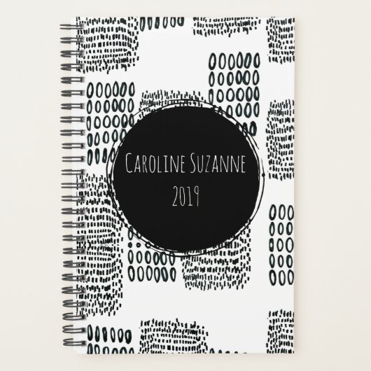 Schwarz-Weiß-Doodle Planer (Vorderseite)