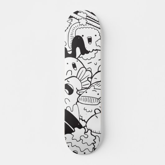 Schwarz-Weiß-Doodle Skateboard (Vorne)