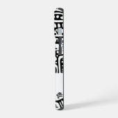 Schwarz-Weiß-Doodles iPhone 15 Hülle (Linke Seite)