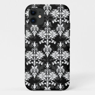 Schwarz-Weiß-DoppelDamast iPhone 11 Hülle