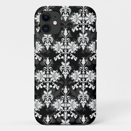 Schwarz-Weiß-DoppelDamast Case-Mate iPhone Hülle (Rückseite)
