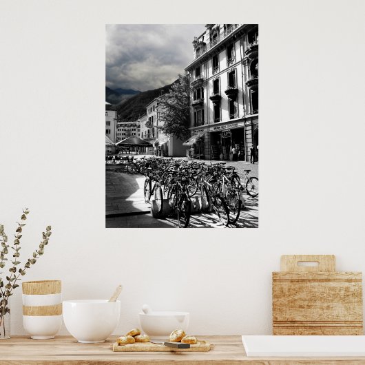 Schwarz-Weiß-Dorf Poster (Küche)