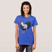 Schwarz-Weiß-Dorking-Hühnerrooster-Crowing T-Shirt (Vorne ganz)