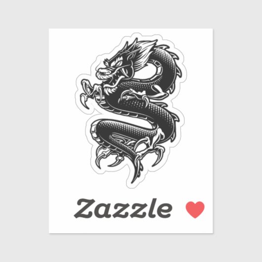 Schwarz-Weiß-Drache Aufkleber (Blatt)