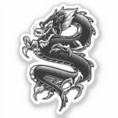 Schwarz-Weiß-Drache Aufkleber (Vorderseite)