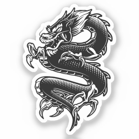 Schwarz-Weiß-Drache Aufkleber (Vorderseite)