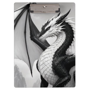 Schwarz-weiß-Drache Klemmbrett