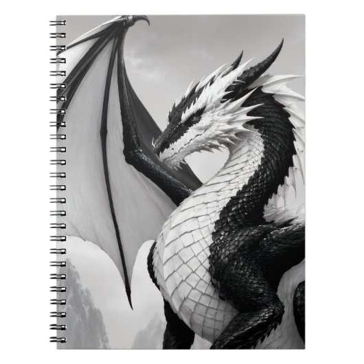 Schwarz-weiß-Drache Notizblock (Vorderseite)