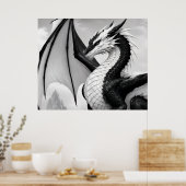Schwarz-weiß-Drache Poster (Küche)