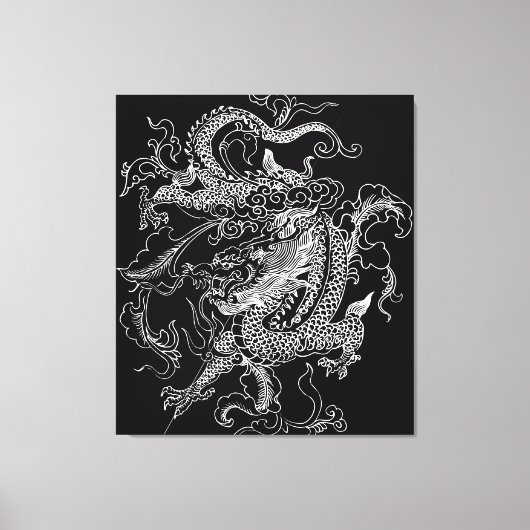 Schwarz-Weiß-Drachen-Canvas drucken Leinwanddruck (Vorderseite)