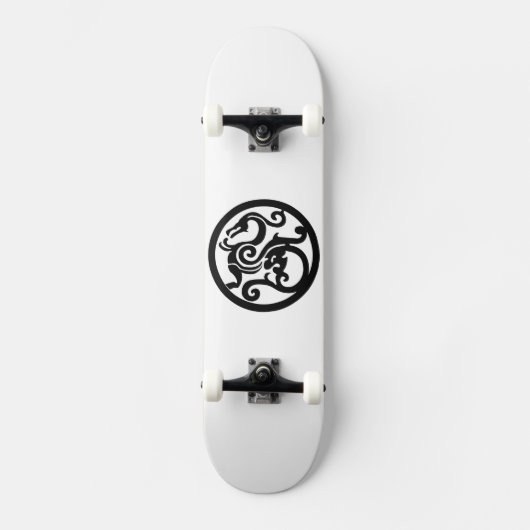 Schwarz-Weiß-Drachenboard Skateboard (Vorderseite)